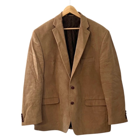 Chaps Men's Corduroy Sport Coat Blazer, Tan Brown Elbow Patches Size 48R, NWOT